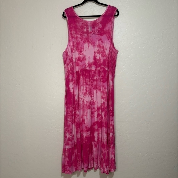 J Jason Wu Plus Size Pink Tie Dye Jersey Knit Sleeveless Maxi Sun Dress 2X - Picture 6 of 8